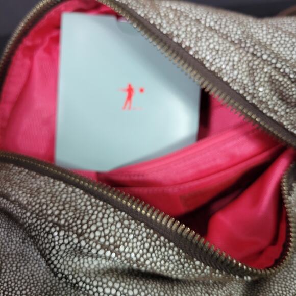 Hobo Slouchy Stingray Shoulder Bag Brown Shagreen Glaze Leather Curved Crossbody - Picture 11 of 16